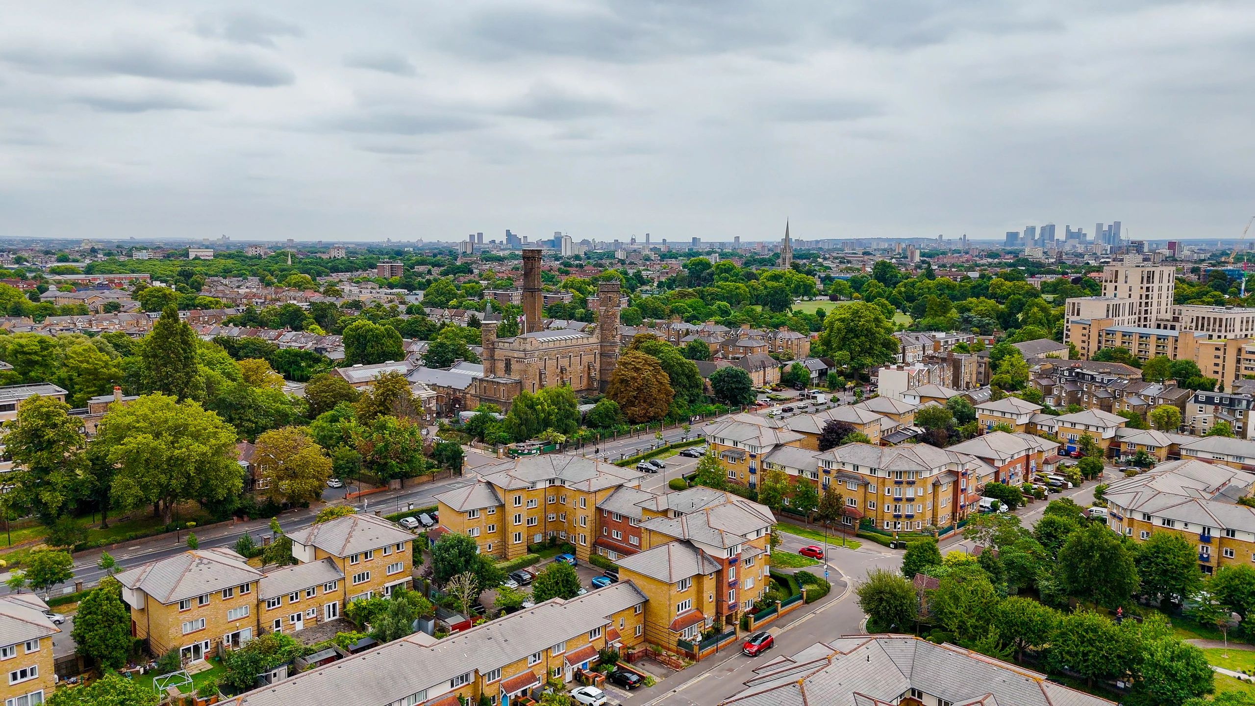 Aerial view of residential neighbourhoods in London